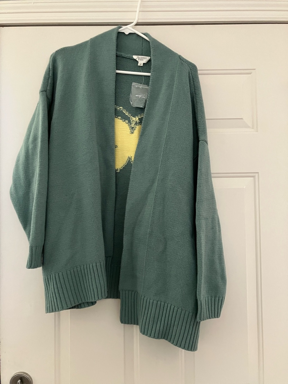 Candace Cameron Bure Teal Green Open-Front Cardigan